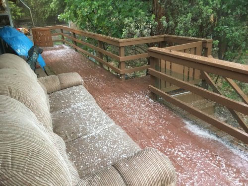 hail in June at the lake